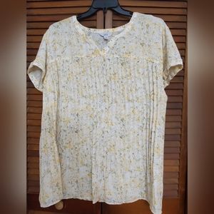 Plus size 2X Croft and Barrow Yellow, green and white longer blouse